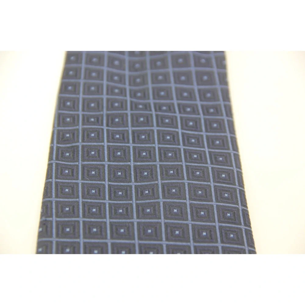 Brooks Brothers Makers Silk Tie Mens Blue Geometric Square USA Old Money Classic